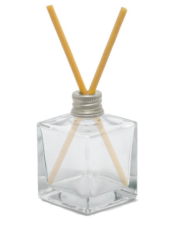 Kit 50 Frascos de Vidro Cubo 50ml P/ Lembrancinha Difusor Aromatizador de Ambiente + Varetas