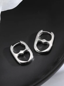 1 cặp hoa tai vòng hình trái tim rỗng thời trang dành cho phụ nữ để trang trí hàng ngày cho ngày lễ tình nhân, mẹ, mẹ, ngày của mẹ, quà tặng - Bạc - Xem 7