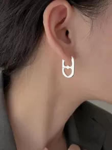 1 cặp hoa tai vòng hình trái tim rỗng thời trang dành cho phụ nữ để trang trí hàng ngày cho ngày lễ tình nhân, mẹ, mẹ, ngày của mẹ, quà tặng - Bạc - Xem 9
