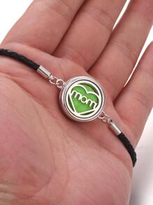 新款香薰手環可調節黑色PU皮革挂墜盒手環樹香氣香水精油擴散器手環 - B - 查看 5