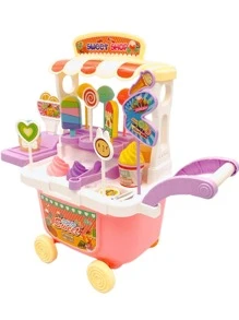 Children's Pretend Play Ice Cream Truck Toy For Girls, Candy Cart With Lights, Music, 36 Accessories, Perfect Christmas Gift - Multicolor - View 8