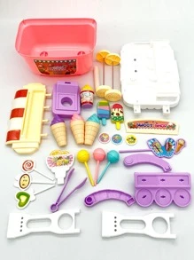 Children's Pretend Play Ice Cream Truck Toy For Girls, Candy Cart With Lights, Music, 36 Accessories, Perfect Christmas Gift - Multicolor - View 9