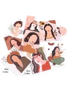 20入組/套隨機色時尚人像圖案首飾類顯示卡適合女士適用於首飾類整理 - 彩色 - 查看 4