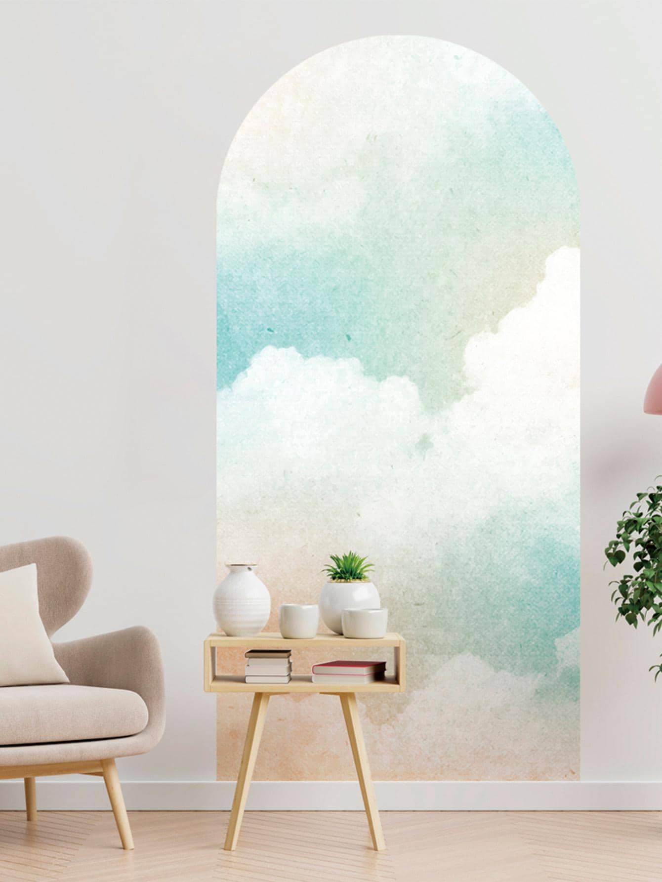 1入組雲朵圖案牆現代天空和雲朵圖案牆貼裝飾用品 - 彩色 - 查看 1