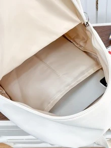 Star Decor Classic Backpack Medium Zipper Preppy - Beige - View 2