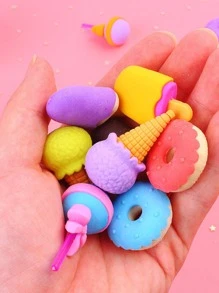 4pcs/set Cartoon Eraser Set, Creative Food Shaped Pencil Eraser For Office, School - Multicolor - View 5