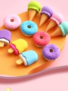 4pcs/set Cartoon Eraser Set, Creative Food Shaped Pencil Eraser For Office, School - Multicolor - View 3