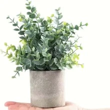 1 chậu cây nhân tạo, chậu cây nhân tạo bằng nhựa hiện đại cho gia đình - Màu xanh Ô liu - Xem 5