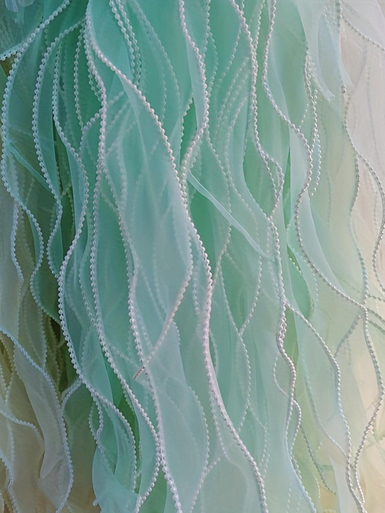 1條人造珍珠裝飾纏繞帶，現代6厘米網狀纏繞帶，適合DIY - 綠色 - 查看 1