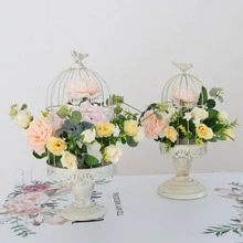 Giá Đỡ Đèn Hình Lồng Chim, Thiết Kế Lồng Hiện Đại Giá Đỡ Kẹo Trang Trí Nhà Cửa - trắng - Xem 6