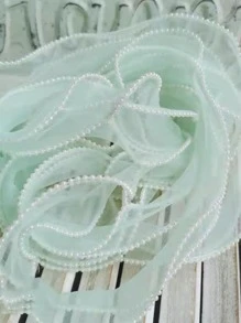 1條人造珍珠裝飾纏繞帶，現代6厘米網狀纏繞帶，適合DIY - 綠色 - 查看 3