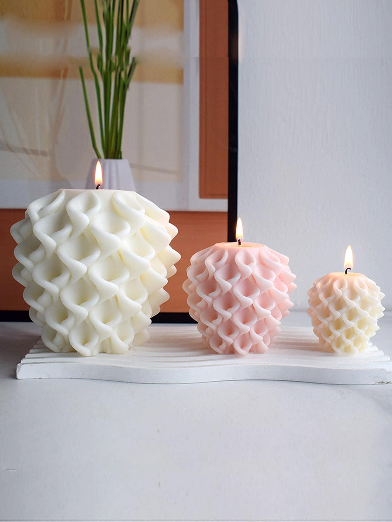 喇叭花花朵設計蠟燭模具幾何花球支柱蠟燭矽膠模具獨特形狀模具工藝品家庭裝飾禮物 - 彩色 - 查看 1