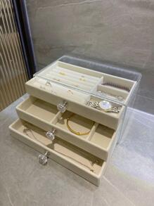 1入組休閒多格首飾收納盒適合女士適用於首飾類整理