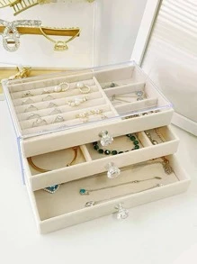 1入組休閒多格首飾收納盒適合女士適用於首飾類整理