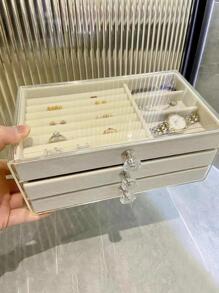 1入組休閒多格首飾收納盒適合女士適用於首飾類整理