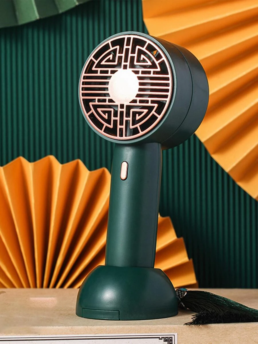 1入組ABS小風扇,現代綠色便攜式USB可充電口袋式扇子適用於戶外 - 綠色 - 查看 1
