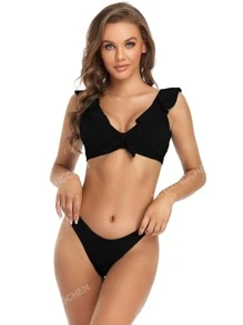 Ruffle Trim Bikini Set For Summer Beach