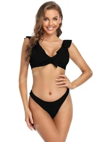 Ruffle Trim Bikini Set For Summer Beach