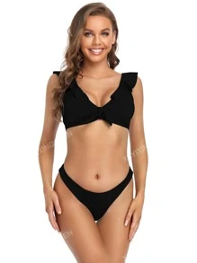 Ruffle Trim Bikini Set For Summer Beach