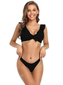 Ruffle Trim Bikini Set For Summer Beach