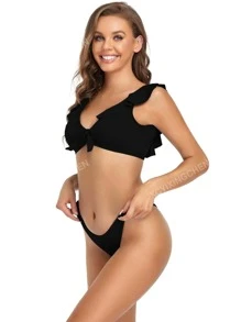 Ruffle Trim Bikini Set For Summer Beach