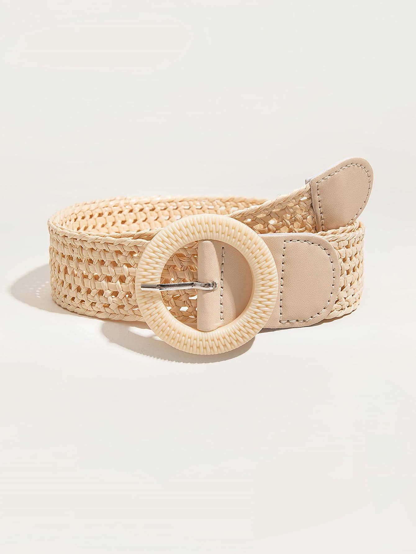 1件女士中空設計波西米亞編織腰帶，適用於度假波西米亞風格 - 米色 - 查看 1