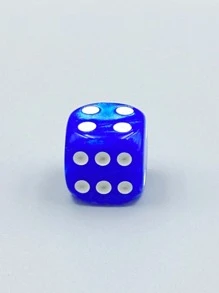6顆16毫米亞克力深藍色人造珍珠圖案骰子，白色圓點骰子 - 彩色 - 查看 4