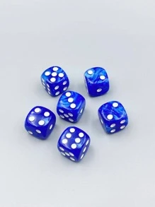 6顆16毫米亞克力深藍色人造珍珠圖案骰子，白色圓點骰子 - 彩色 - 查看 1