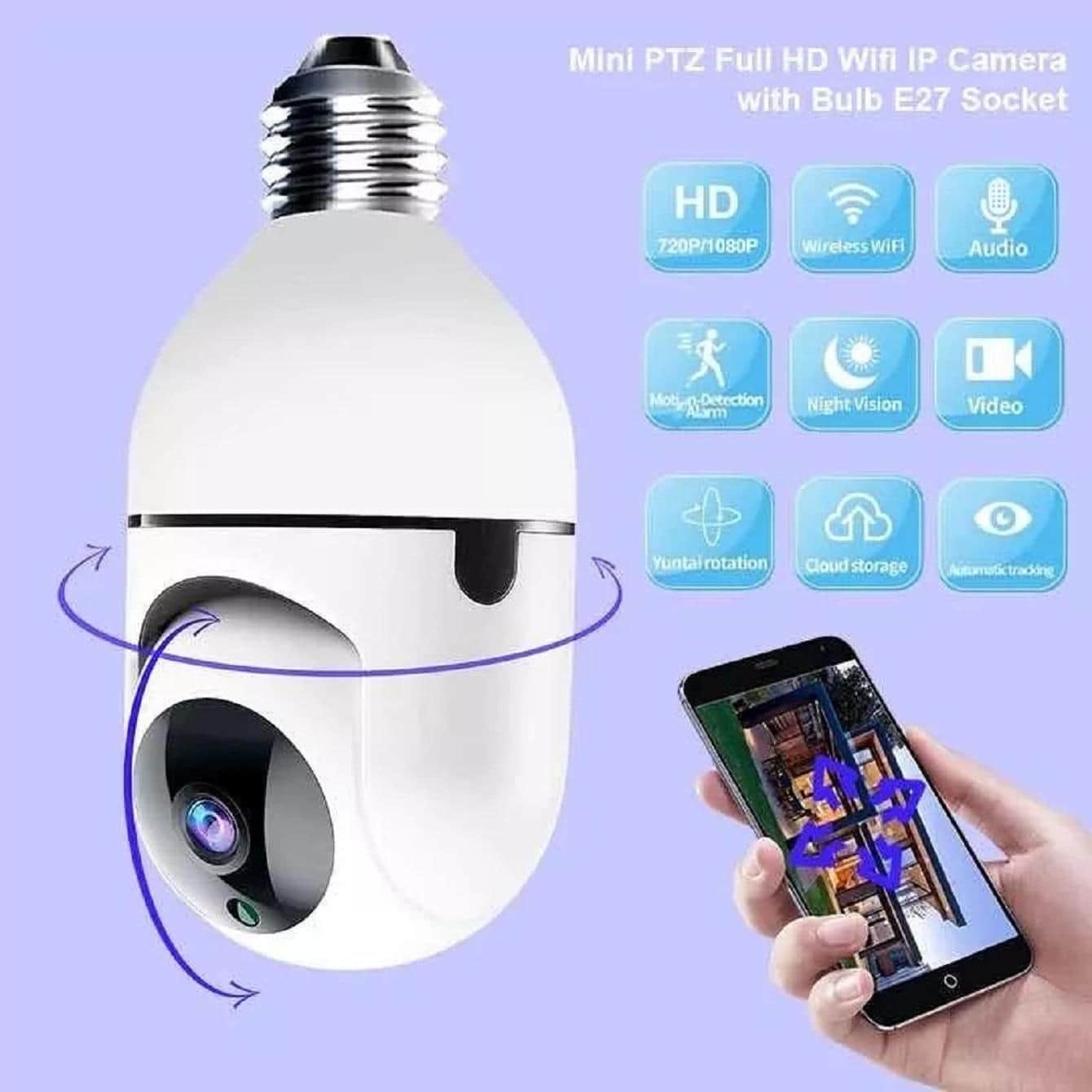 Cámara foco 360 De Seguridad Wifi Smart Audio Y Micrófono lector micro sd - Blanco - Ver 1