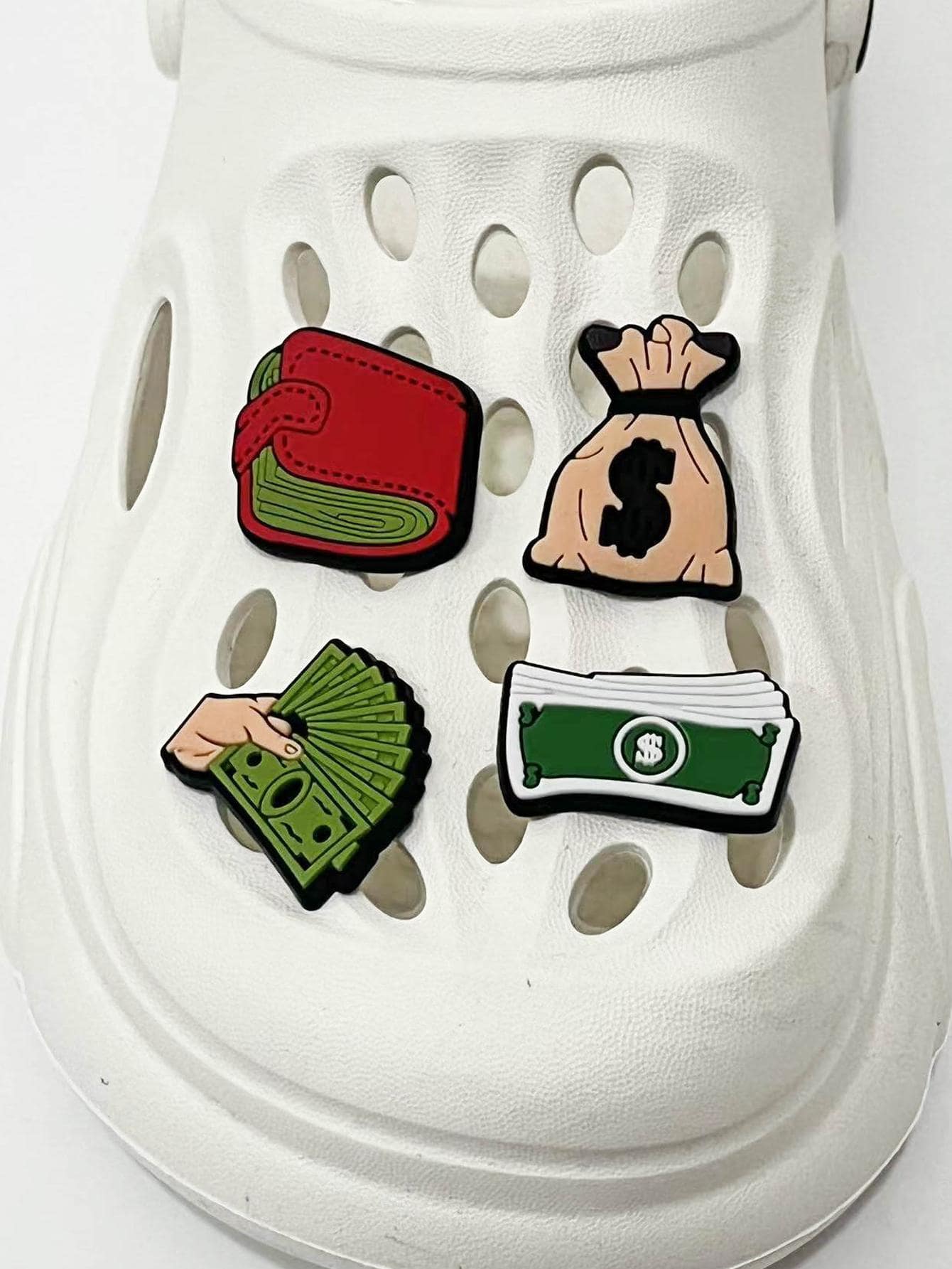 4pcs Cartoon Cash Design Shoe Decorations, Colorblock Fashionable Cute Decorations For Clogs - Multicolor - View 1