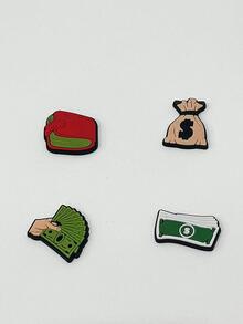 4pcs Cartoon Cash Design Shoe Decorations, Colorblock Fashionable Cute Decorations For Clogs - Multicolor - View 3
