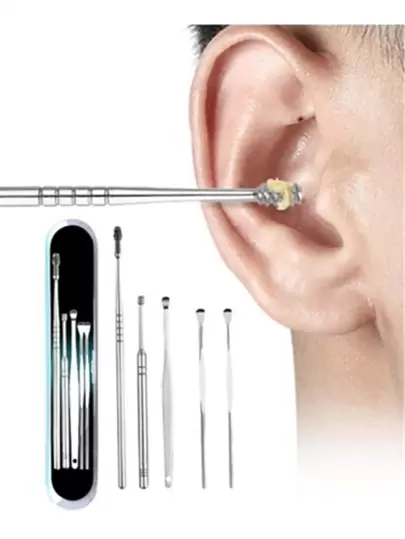 Kit De Limpeza De Ouvido Espatulas 5 Peças Cera Cureta