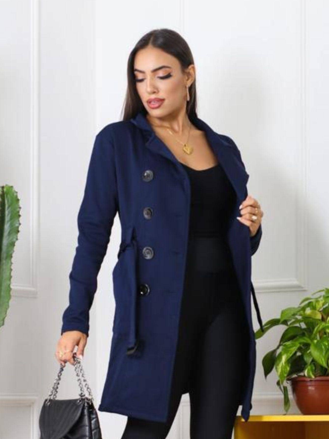 Women Overcoats - Màu xanh hải quân - Xem 1