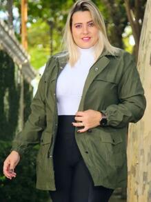 Plus Size Coats - Verde militar - Ver 3