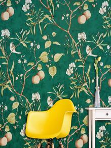 1卷花卉圖案牆紙，現代PVC防水牆膠卷，用於家庭裝飾 - 墨綠色 - 查看 6