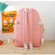 Mochila coreana de 4 piezas con pines y oso colgante 009 - Azul - Ver 6