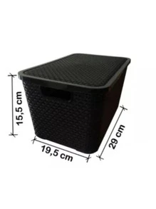Caixa Cesto Organizadora Multiuso Rattan Preta - 7L 15.5x19.5x29.5