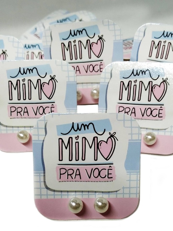 50 pares - Brinco Pérola com Tag  Mimo Casamento Noivado Hora do Sapatinho da Noiva Operação Lua de Mel