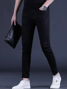 Men Jeans - 黑色 - 查看 6