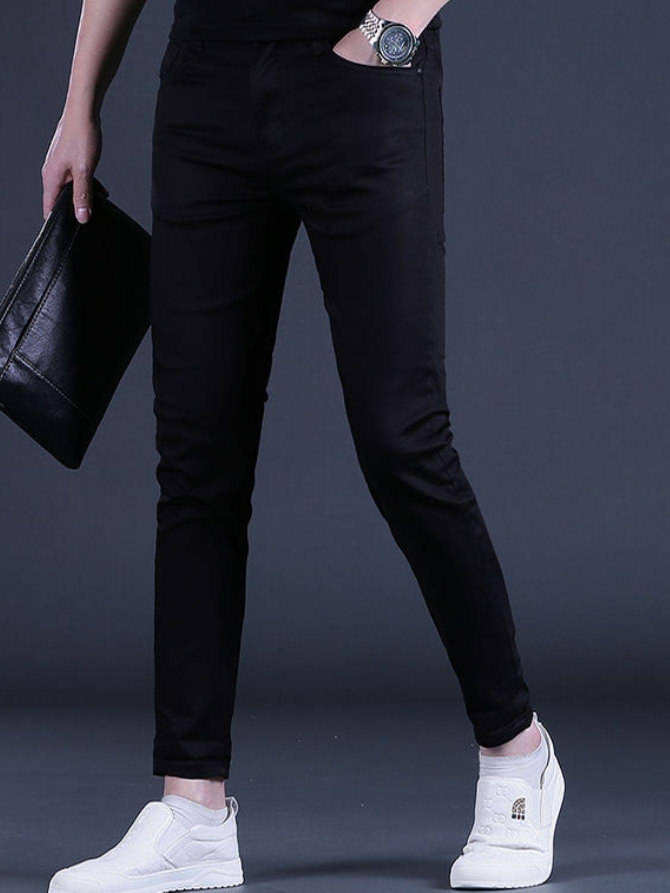 Men Jeans - 黑色 - 查看 1
