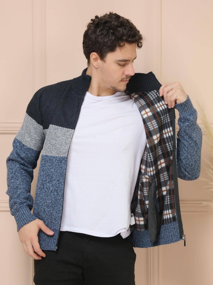 Men Cardigans - Blue - View 1