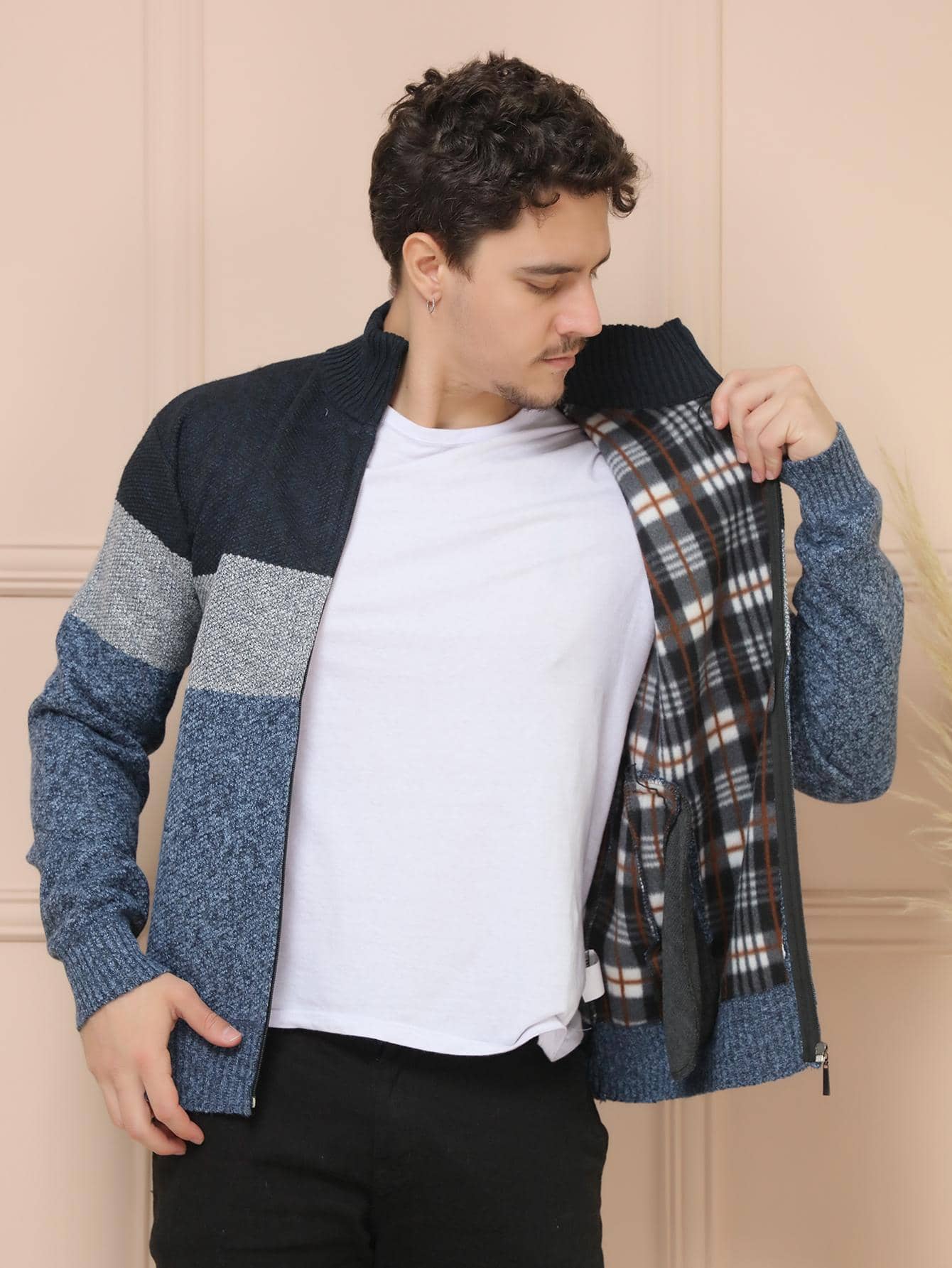 Men Cardigans - Blue - View 1