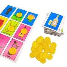 Loteria Mexicana Juego Mesa Tradicional Fiesta Famila Clasico Novedades Montecarlo - Rojo y blanco - Ver 3