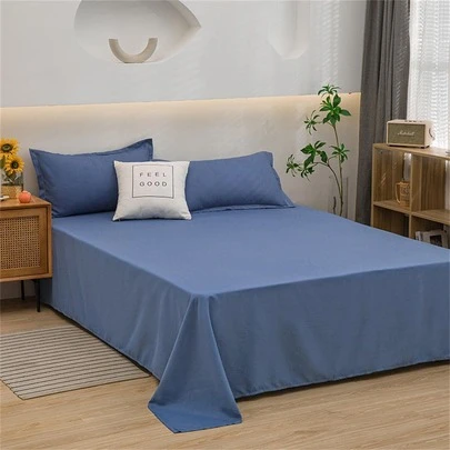 1pc Solid Color Minimalist Style Fleece Soft Breathable Bed Sheet For Double Bed, Single Sheet (Pillowcase Not Included), Machine Washable