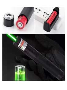 Laser Verde Apuntador Recargable Verde Mascotas - Negro - Ver 1