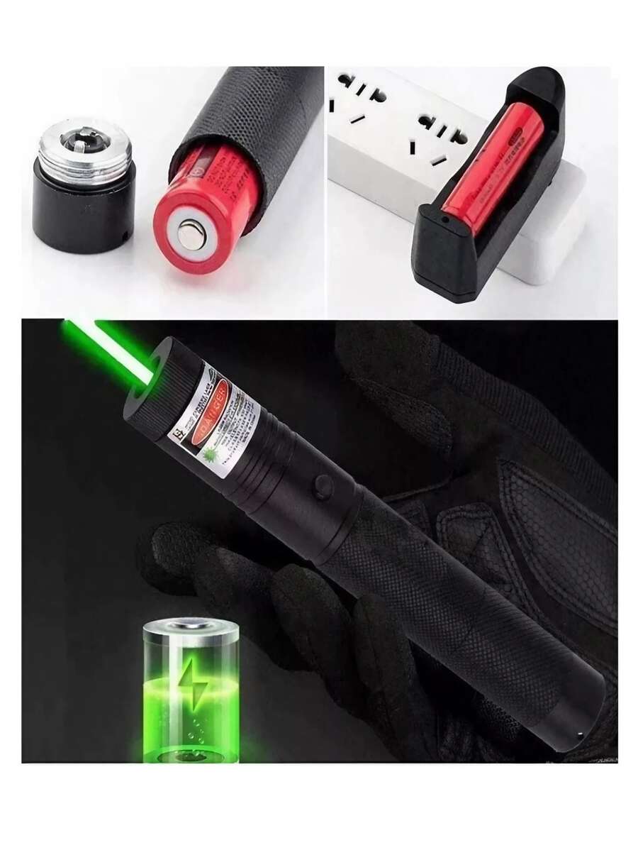 Laser Verde Apuntador Recargable Verde Mascotas - Negro - Ver 1