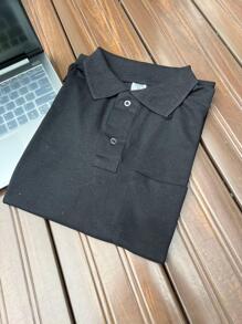 Men Polo Shirts - 黑色 - 查看 2