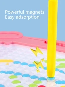 1入幼兒用帶支架磁性畫板,大型磁性筆和磁珠塗鴉板,磁性畫點藝術,男孩和女孩生日禮物 - 粉色 - 查看 5