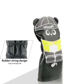 1 pieza Funda con diseño de dibujos animados PU palo de golf - Negro - Ver 2