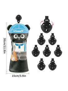 1 pieza Funda con diseño de dibujos animados PU palo de golf - Negro - Ver 5